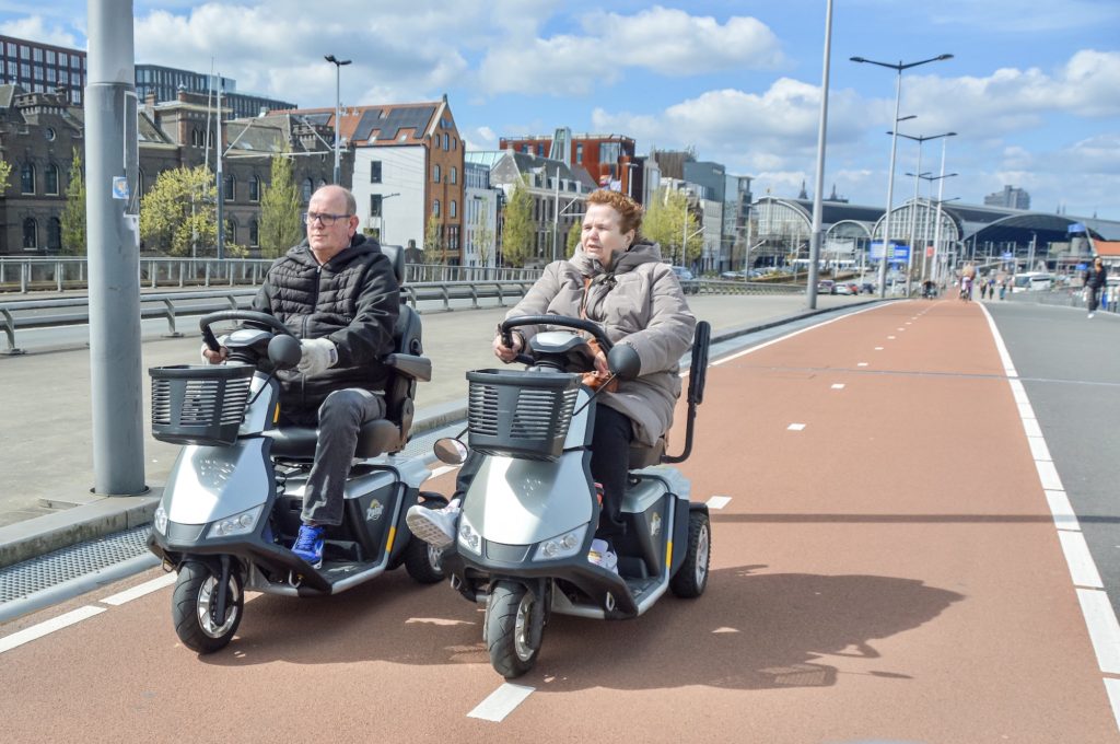 Seniors have mobilityon Amsterdam's bike paths.